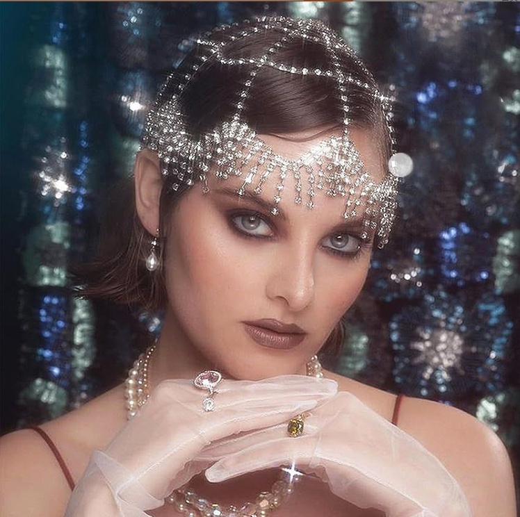 Bridal Hair Accessory Iridescent Crystal Rhinestone Head Chain